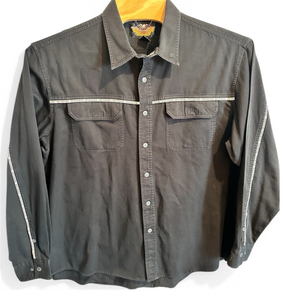 Harley Davidson Men's‎ Black Long Sleeve Snap trim accents 2XL